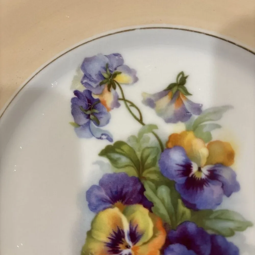 Vintage Austria HUB Hand Painted Violets Dinner PLATE - 8 5/8” Dia Peach White